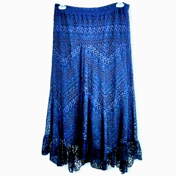 Lace Skirt Dark Moody Blue Witchy Hem Whimsygoth Fairygoth Dark Romance Party - Picture 3 of 11